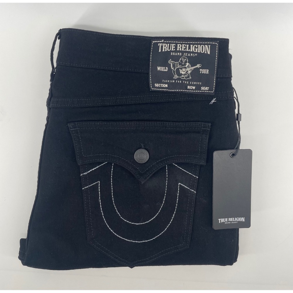 True Religion Rocco Relaxed Skinny Jeans Mens 36 Black Flap Pocket Hip Hop NWT